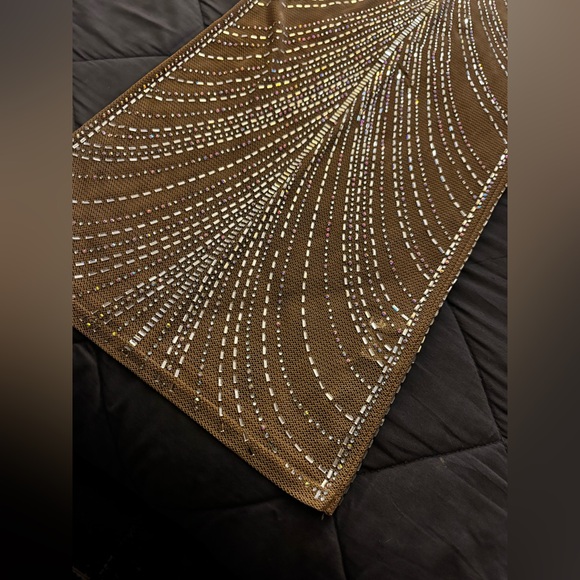 Fashion Nova Sheer Bedazzled Long Sleeve Gown Caught Your Attention Embellished - Picture 6 of 16